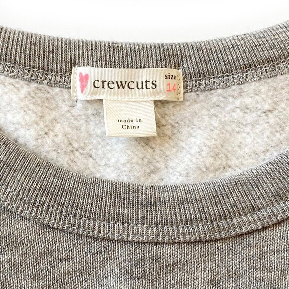 J.Crew Crewcuts Girls Size 14 Mixed Media Sweatshirt Pleated Hem 3/4 Sleeve Gray - Picture 3 of 10